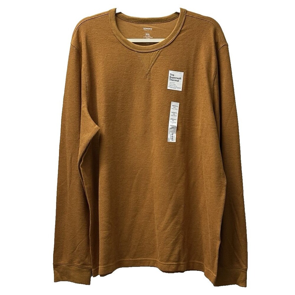 Sonoma Goods For Life Shirt Men's Size XXL Gold Super Soft Thermal Crew Long SL
